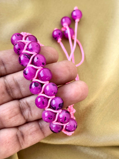 Magenta Marbled Bead Macramé Bracelet