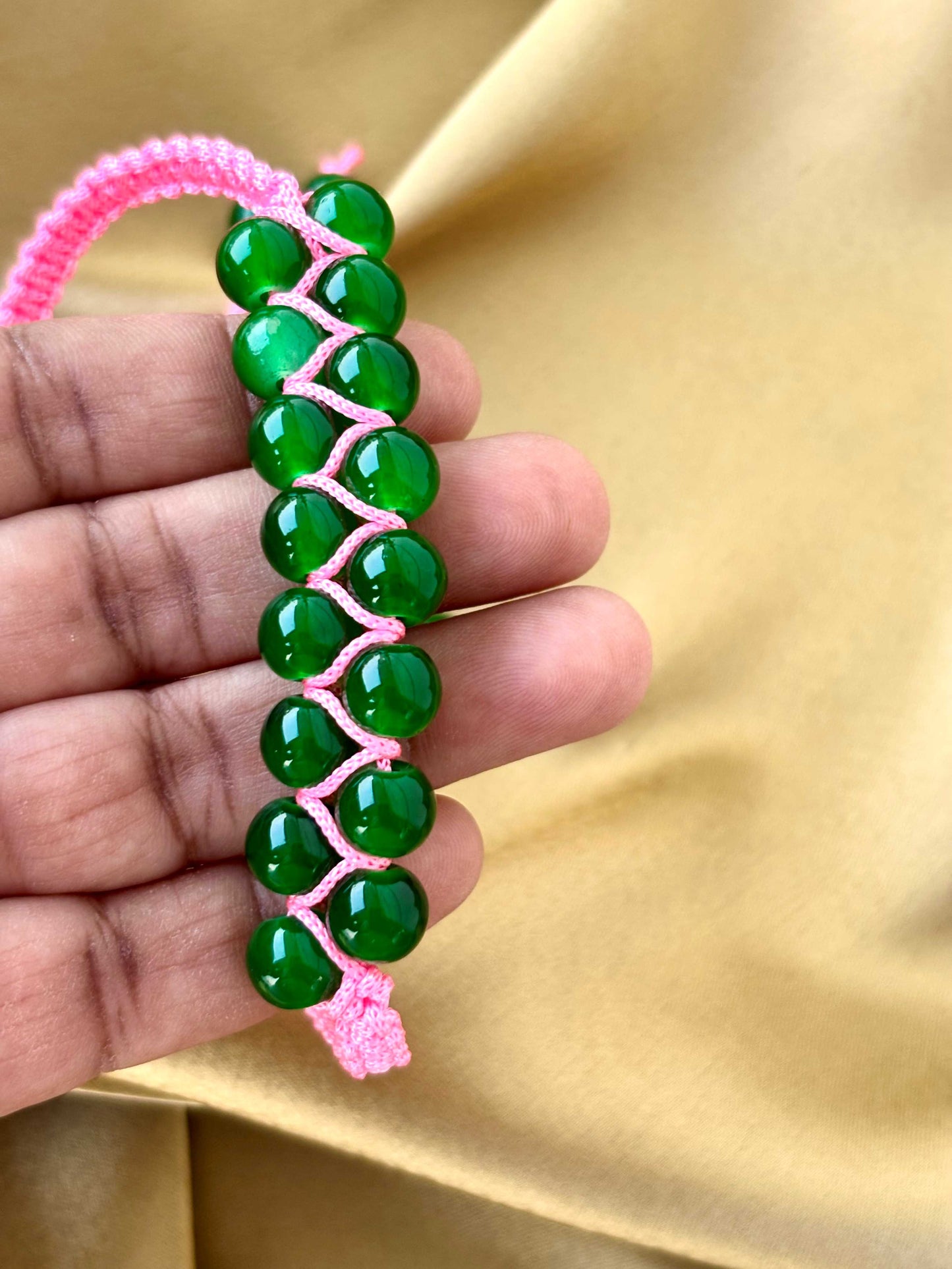 Forest Green Beads Macramé Bracelet