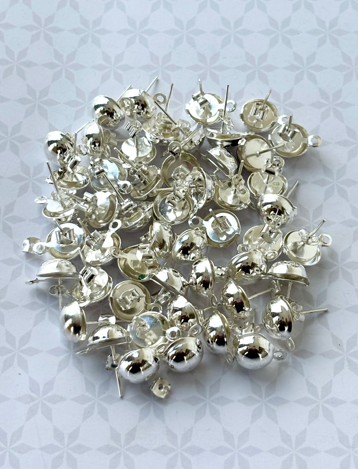 Silver Color Stud Earring Bases with Loop