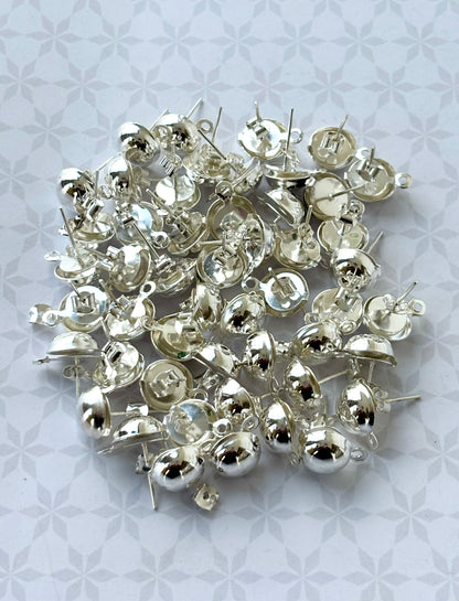 Silver Color Stud Earring Bases with Loop