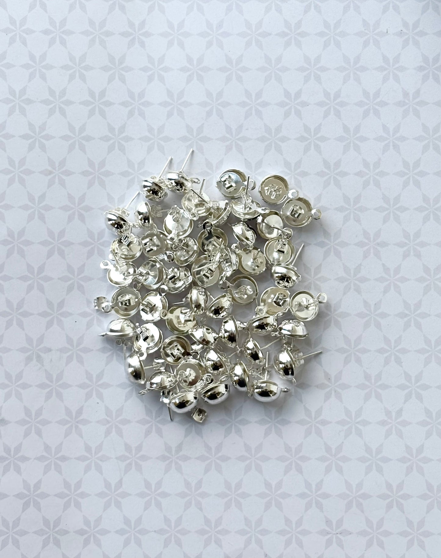Silver Color Stud Earring Bases with Loop