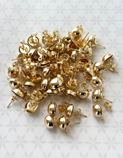 Light Gold Stud Earring Bases with Loop