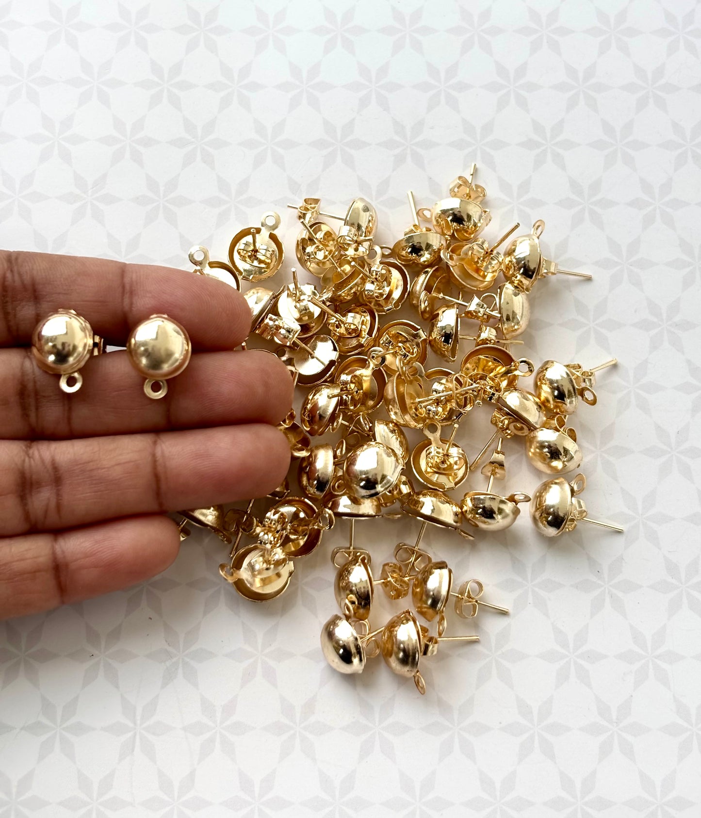Light Gold Stud Earring Bases with Loop