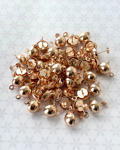 Rose Gold Stud Earring Bases with Loop
