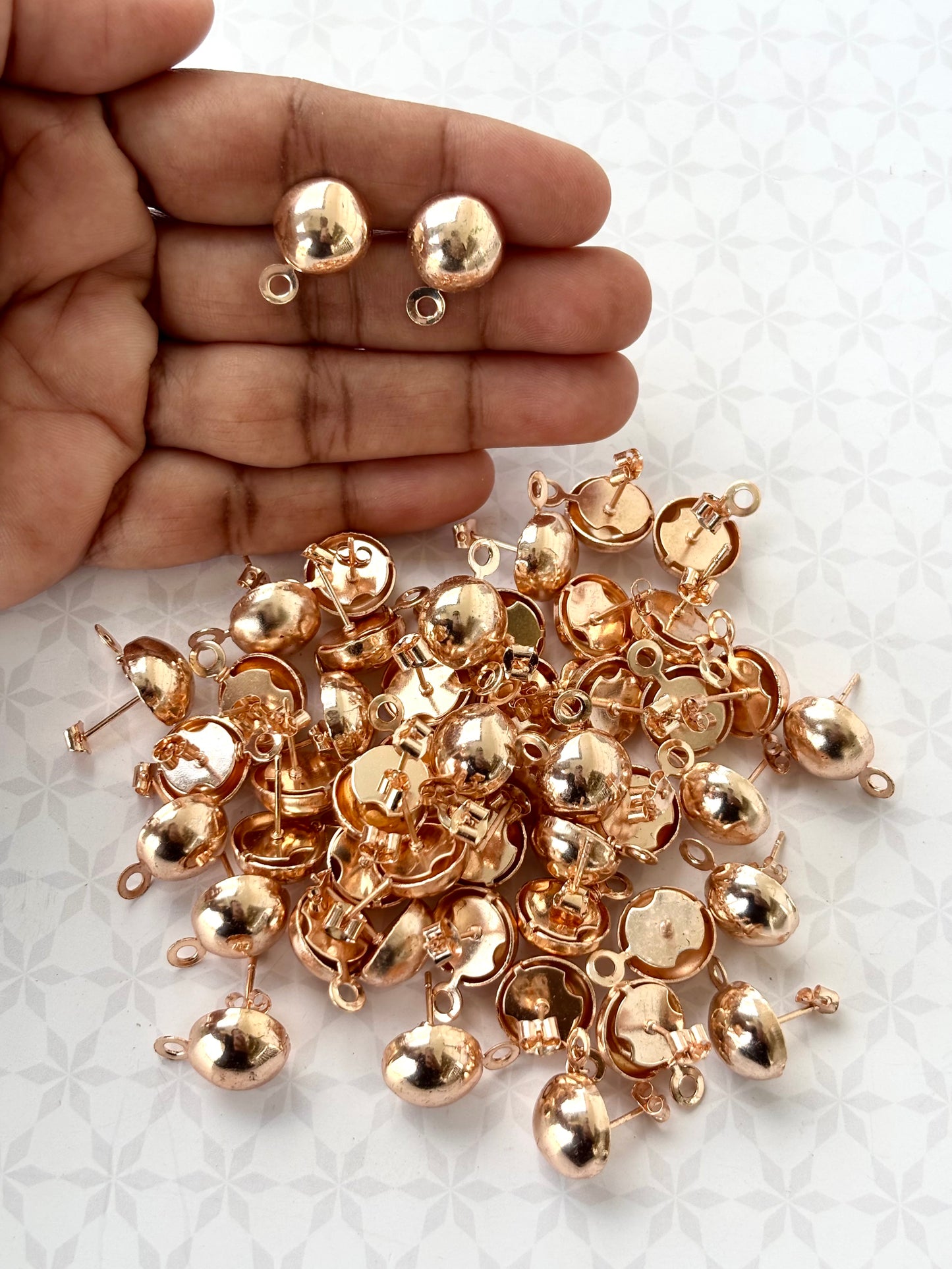 Rose Gold Stud Earring Bases with Loop
