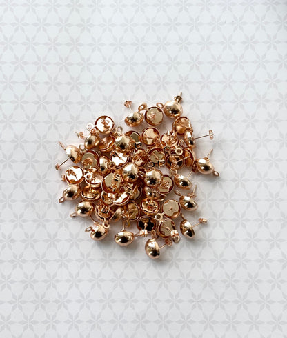 Rose Gold Stud Earring Bases with Loop