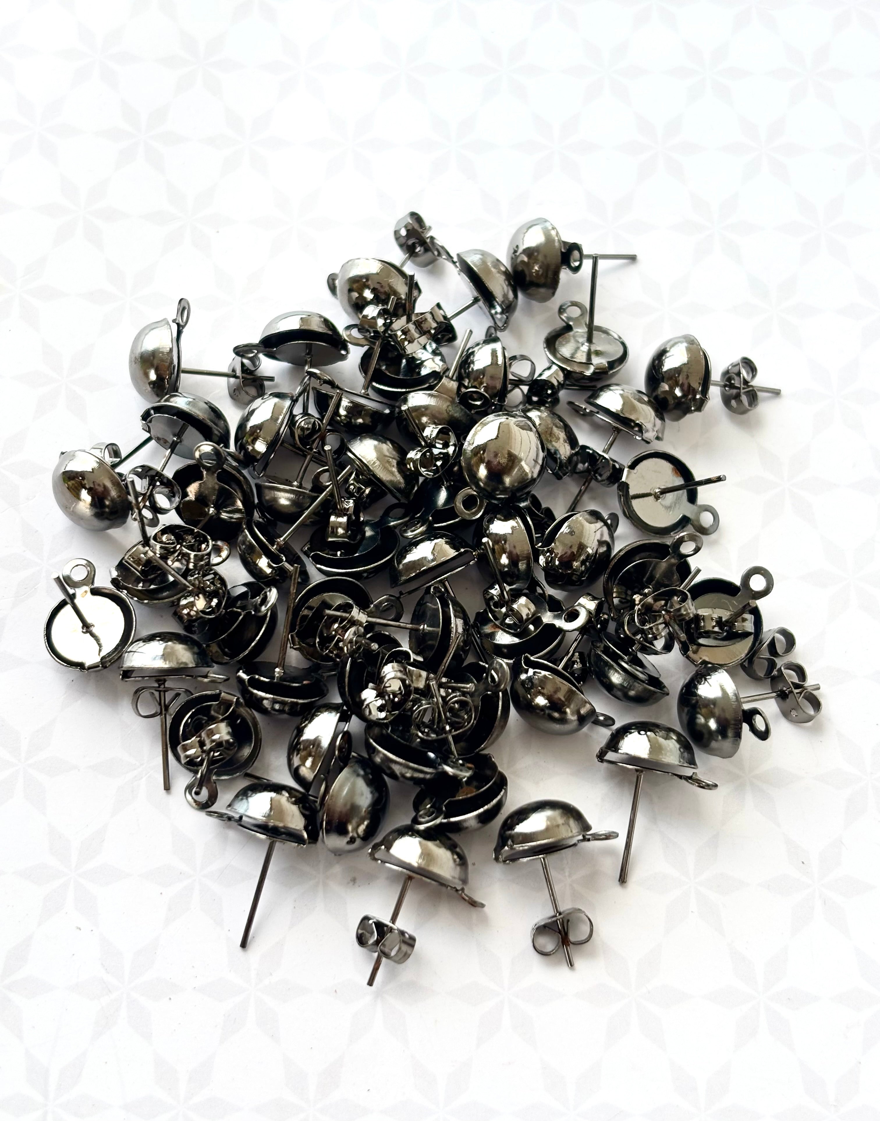 Black Color Stud Earring Bases with Loop