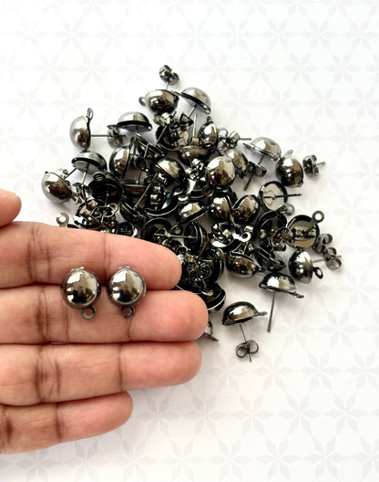 Black Color Stud Earring Bases with Loop