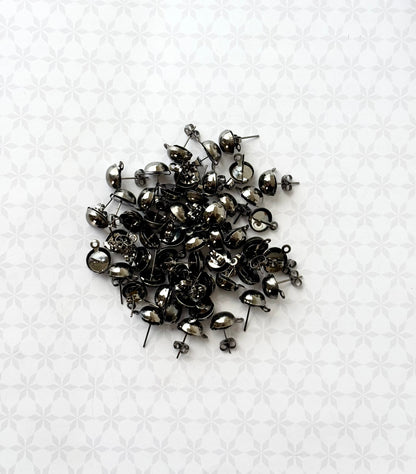 Black Color Stud Earring Bases with Loop