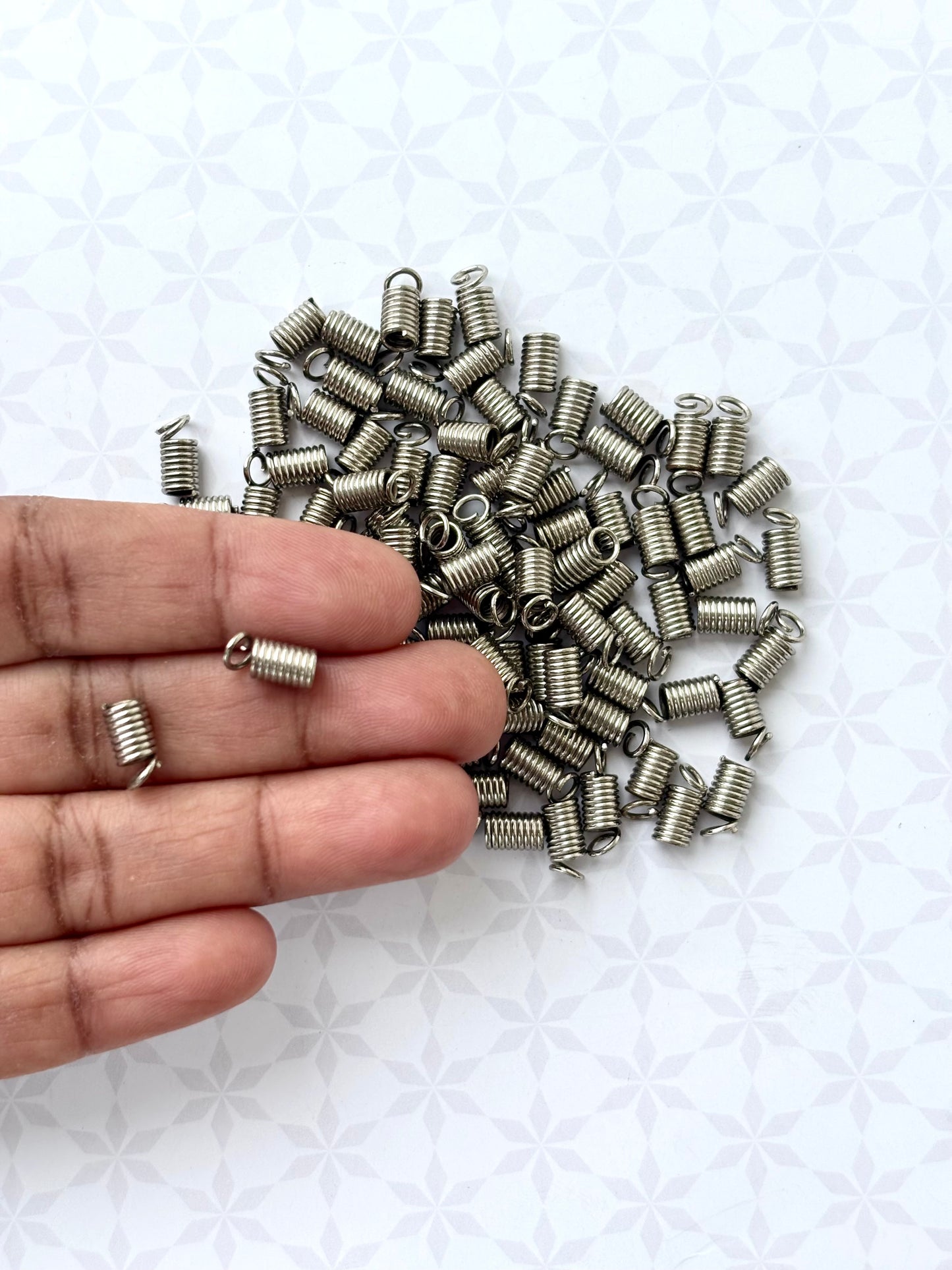 Rhodium Coil Cord End Caps