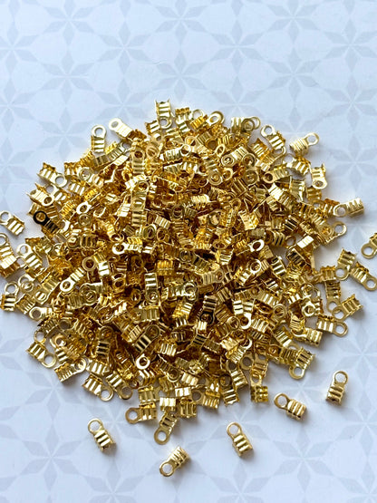 Gold Fold-Over Cord Crimp Ends