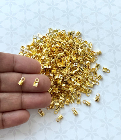 Gold Fold-Over Cord Crimp Ends