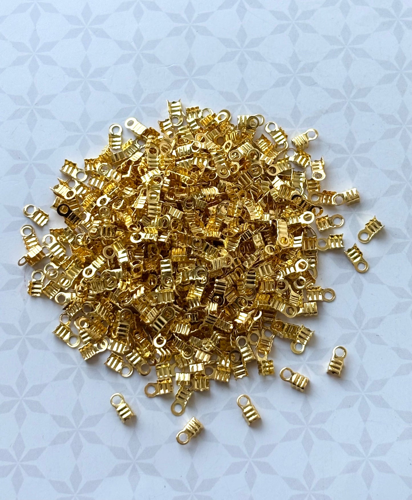 Gold Fold-Over Cord Crimp Ends