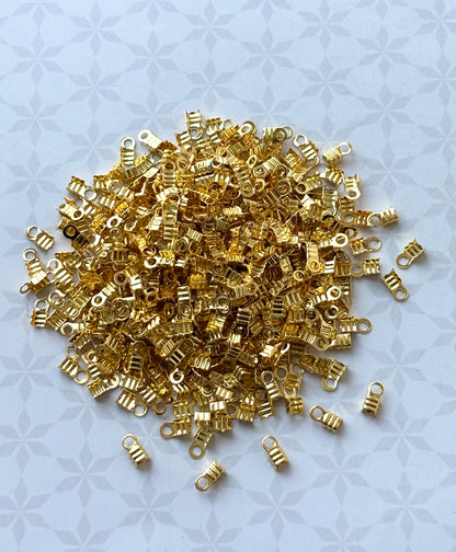 Gold Fold-Over Cord Crimp Ends