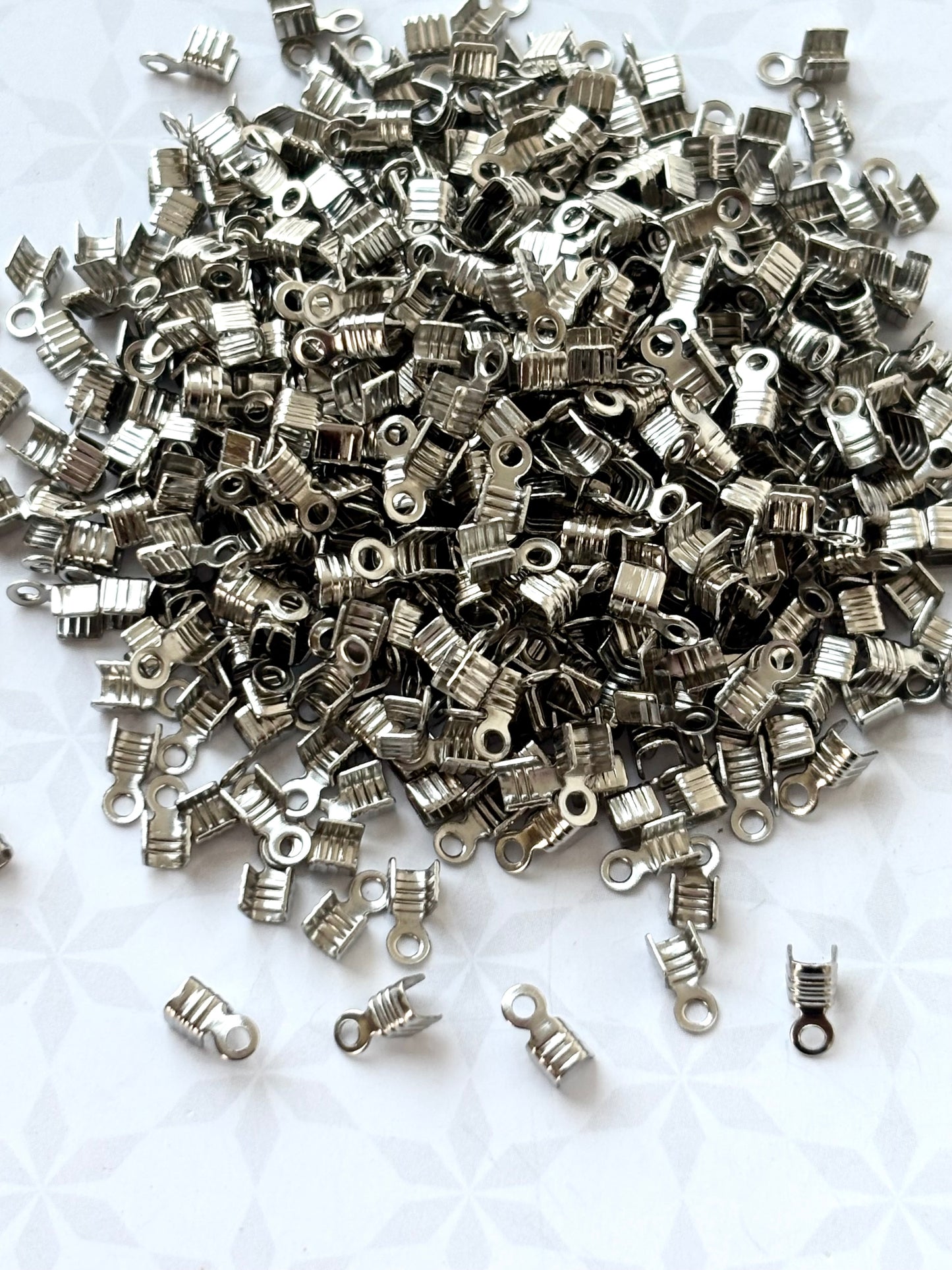 Rhodium Fold-Over Cord Crimp Ends