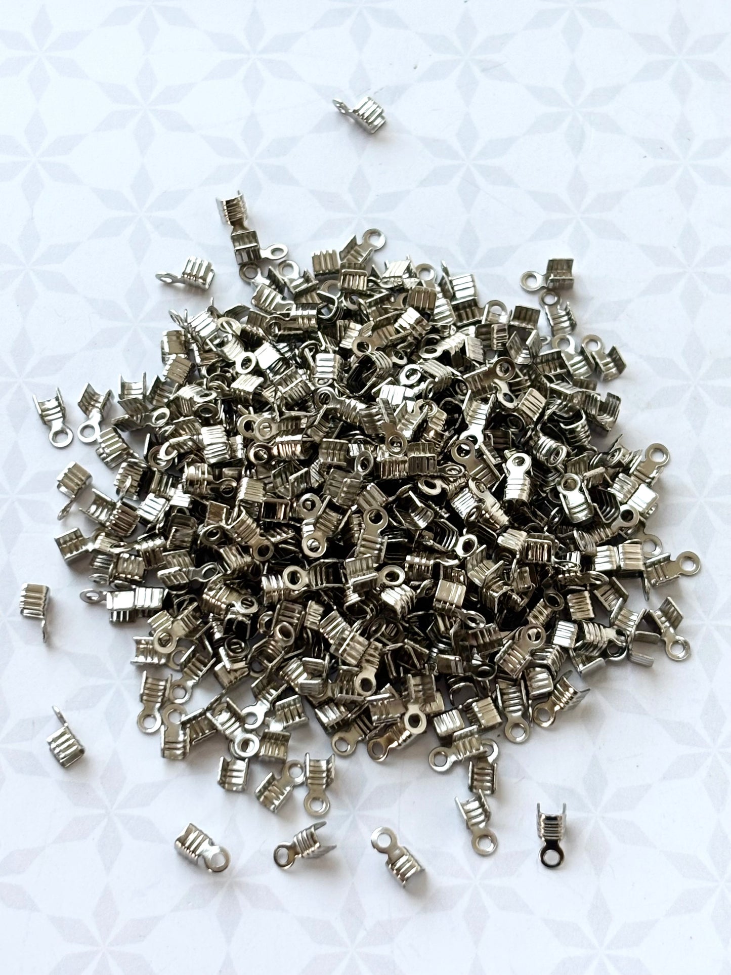 Rhodium Fold-Over Cord Crimp Ends