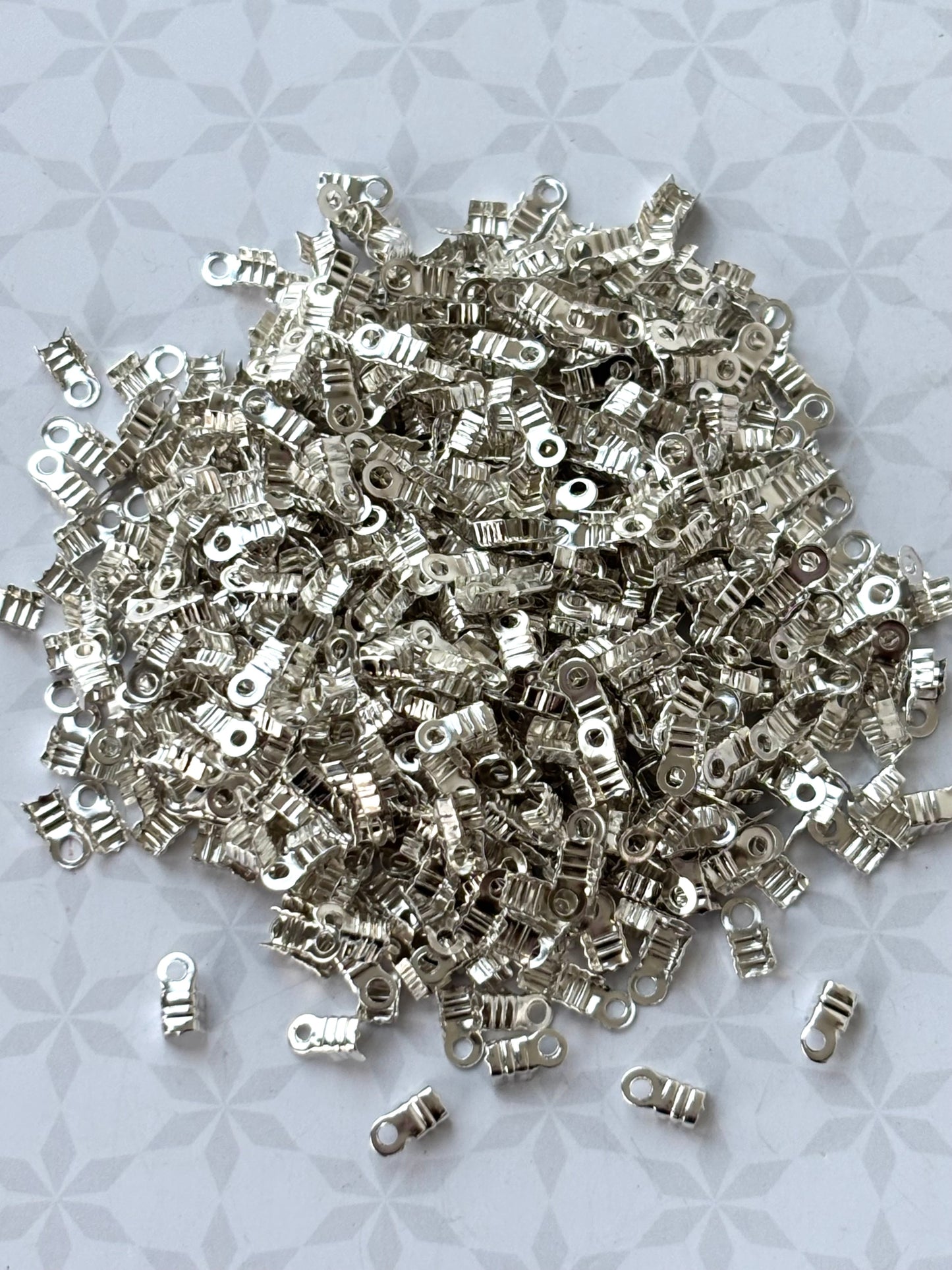 Silver Fold-Over Cord Crimp Ends