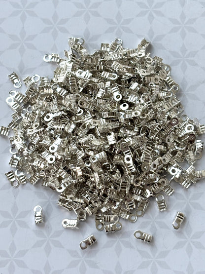 Silver Fold-Over Cord Crimp Ends