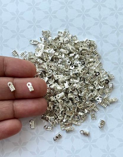 Silver Fold-Over Cord Crimp Ends