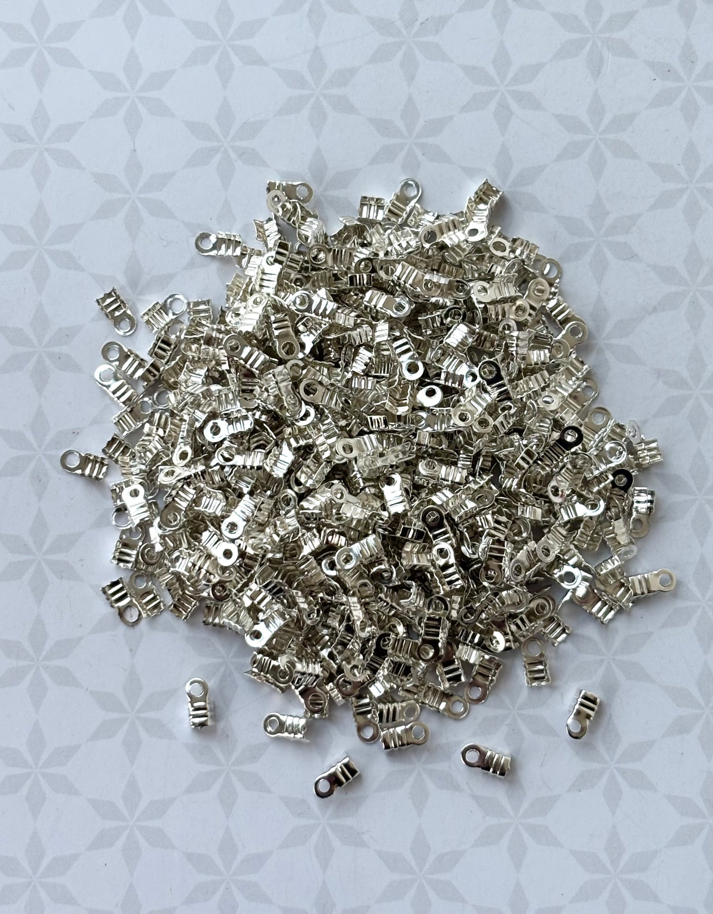 Silver Fold-Over Cord Crimp Ends