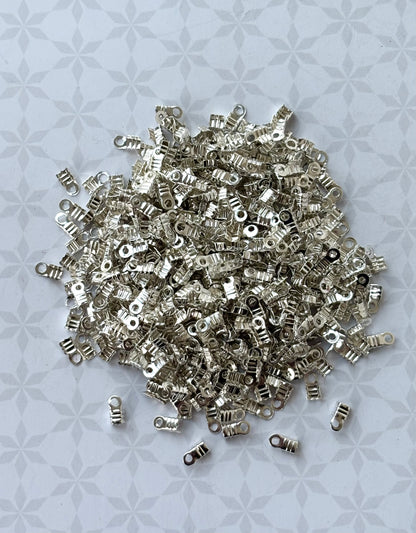 Silver Fold-Over Cord Crimp Ends