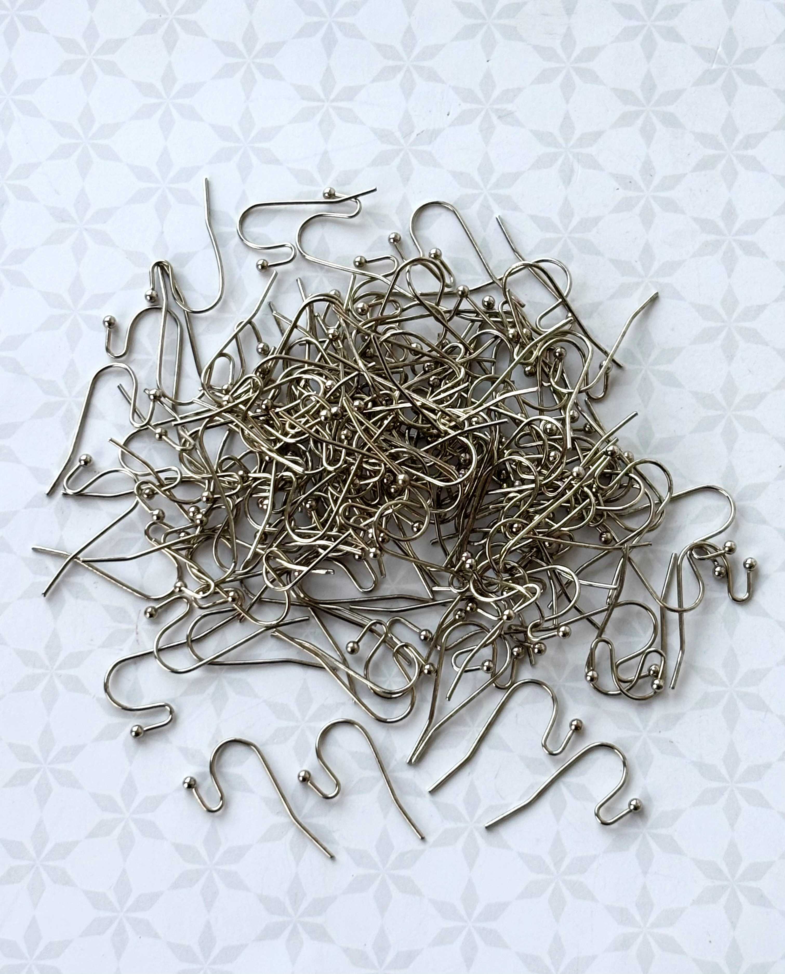 Rhodium Fish Hook Earring Wires with Dot