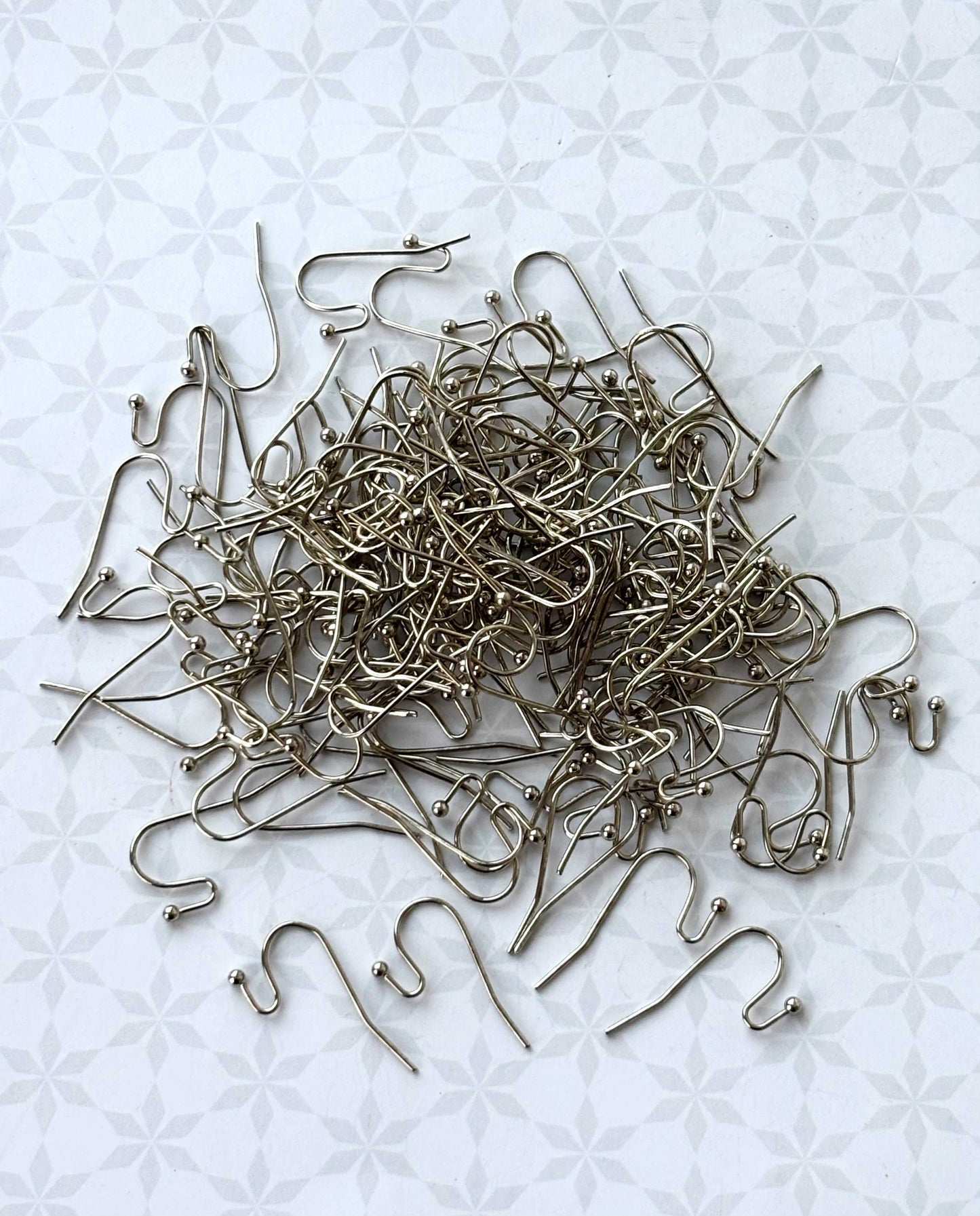 Rhodium Fish Hook Earring Wires with Dot