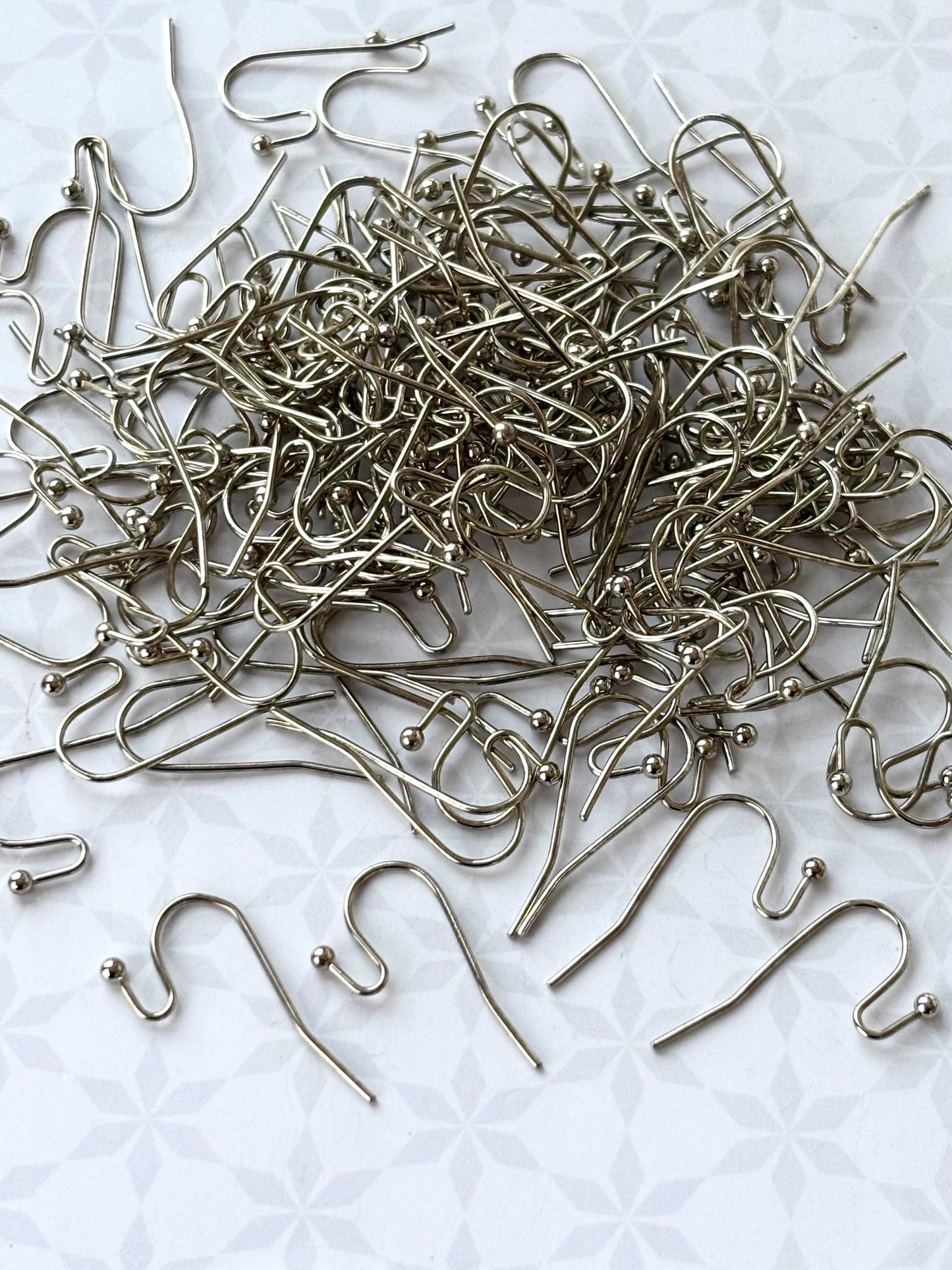 Rhodium Fish Hook Earring Wires with Dot