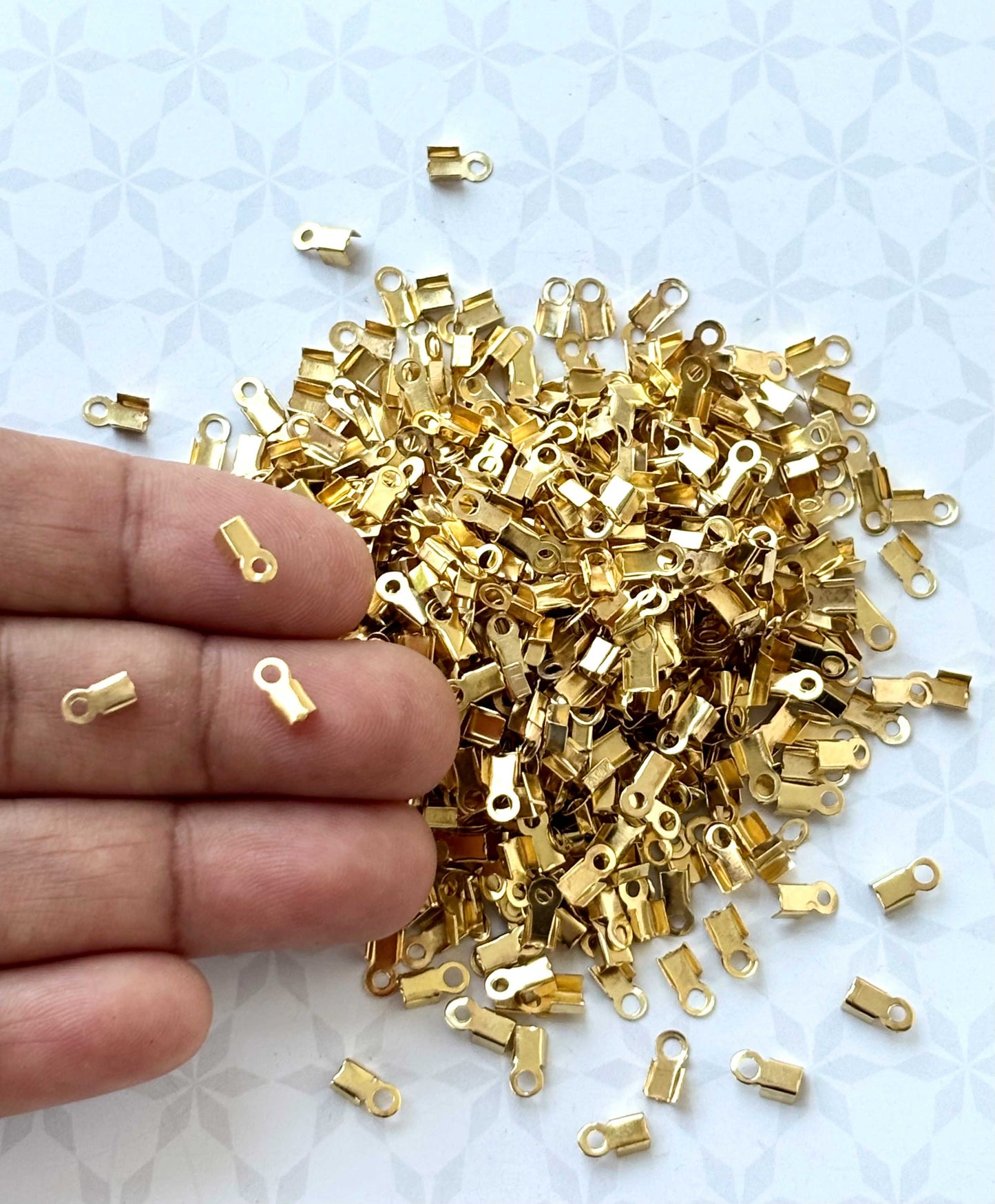 Smooth Gold Fold-Over Cord Crimp Ends