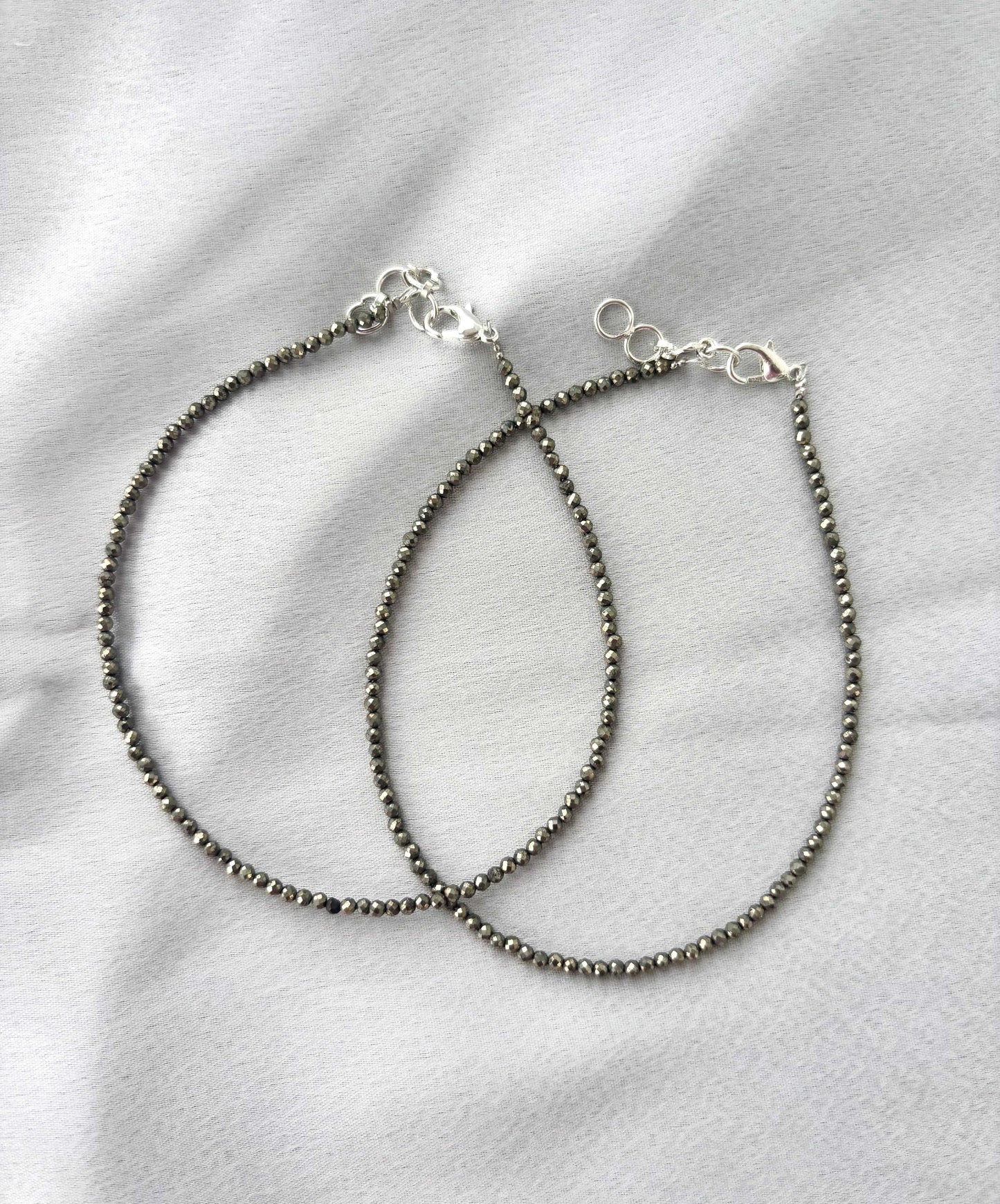 Natural Pyrite Stone Anklets 10.5 Inches