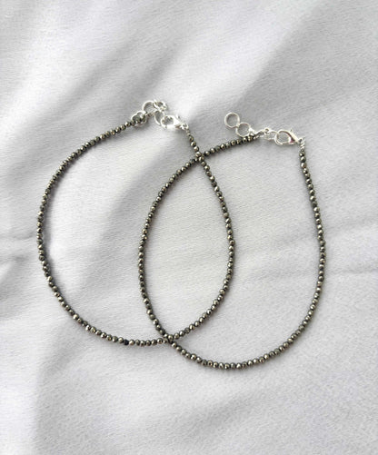 Natural Pyrite Stone Anklets 11 Inches
