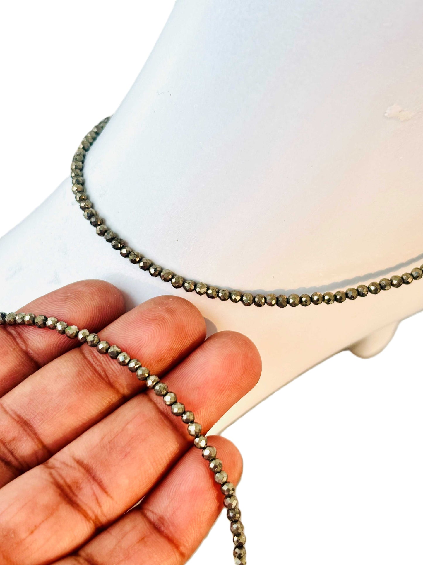 Natural Pyrite Stone Anklets 11 Inches