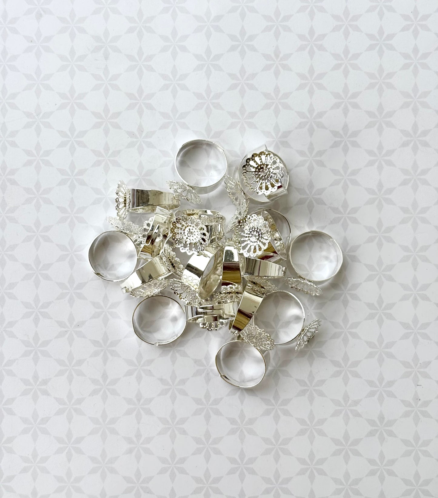 Silver Floral Adjustable Ring Bases