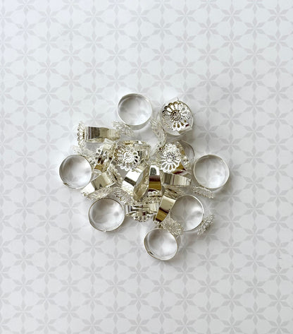 Silver Floral Adjustable Ring Bases
