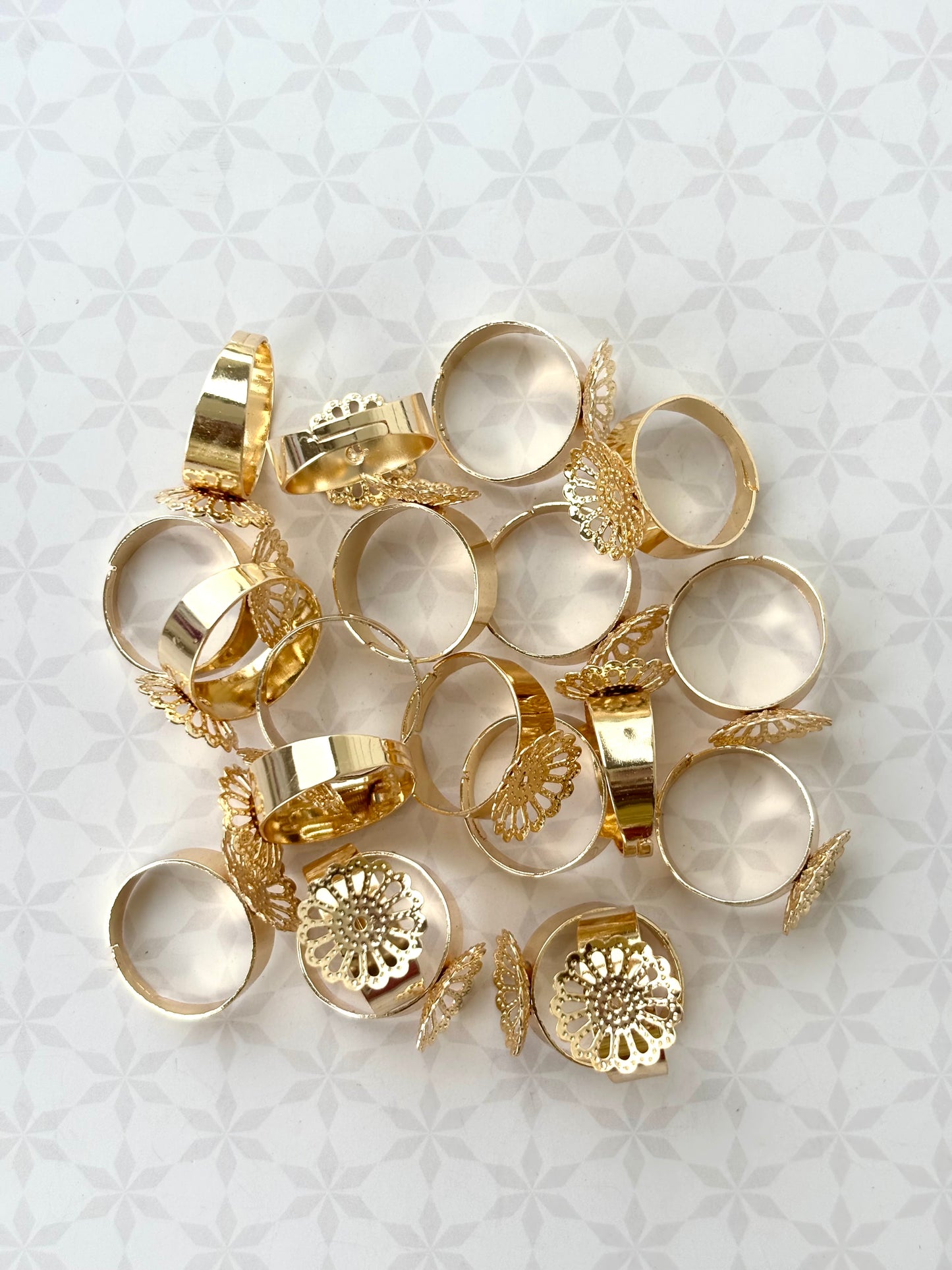 Gold Floral Adjustable Ring Bases