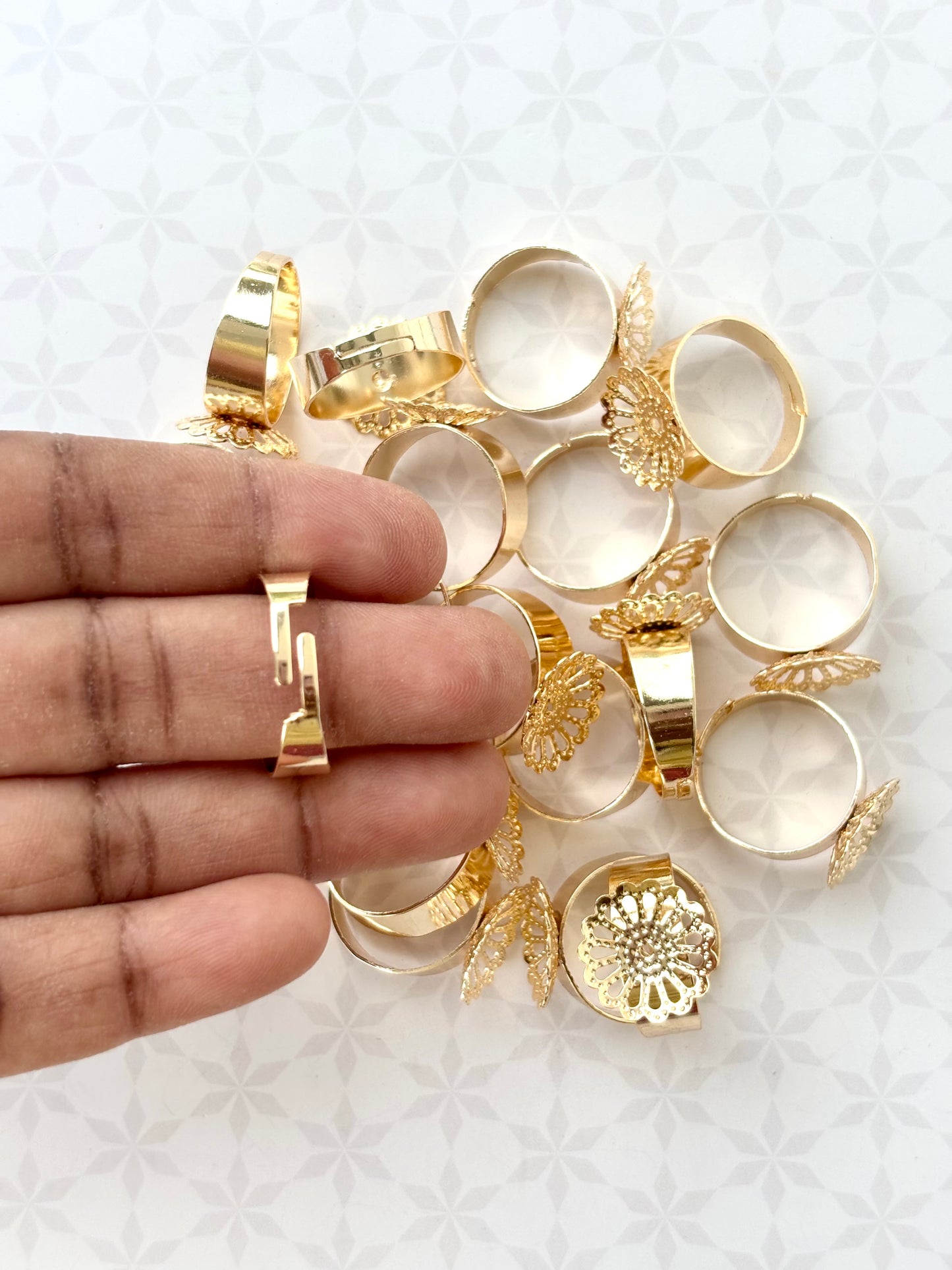 Gold Floral Adjustable Ring Bases