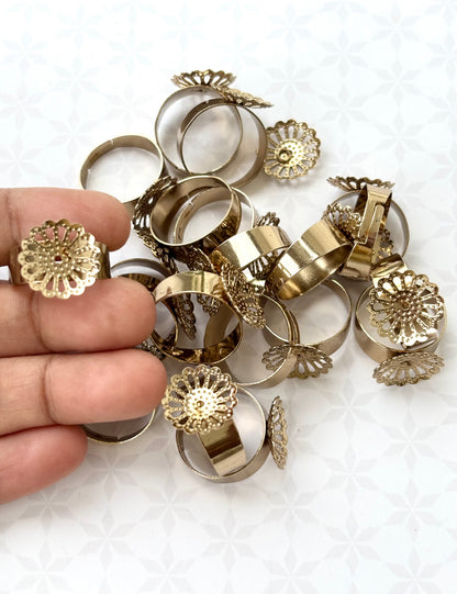 Mehandhi Floral Adjustable Ring Bases