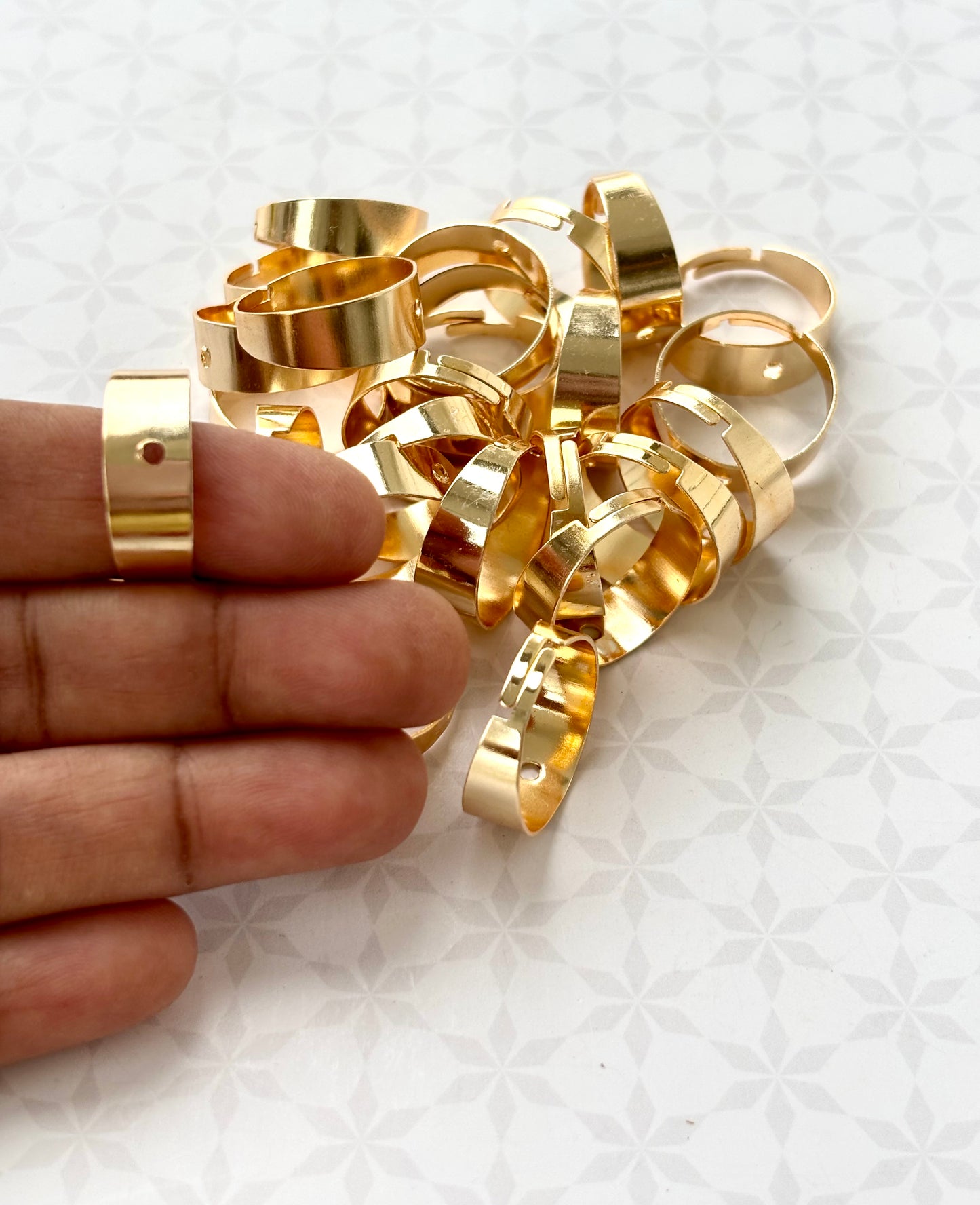 Gold Plated Wide Adjustable Ring Base