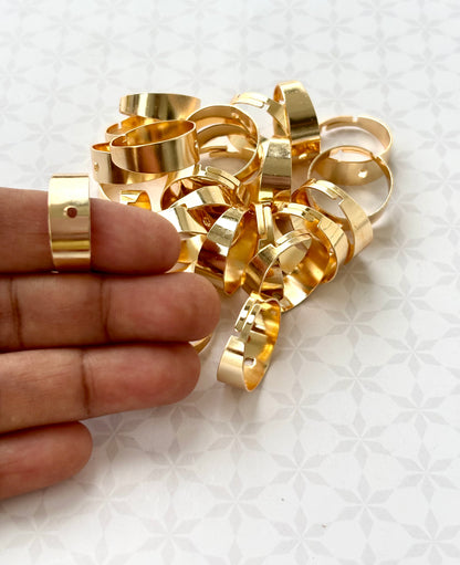 Gold Plated Wide Adjustable Ring Base