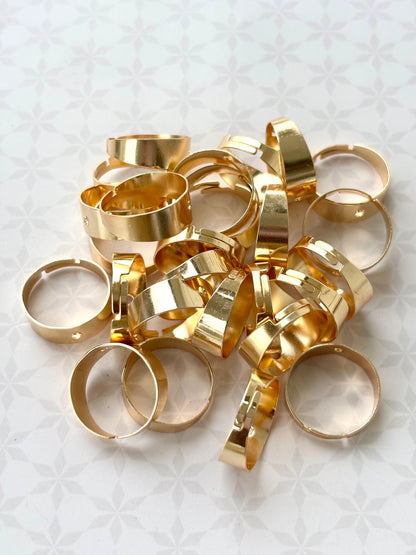 Gold Plated Wide Adjustable Ring Base
