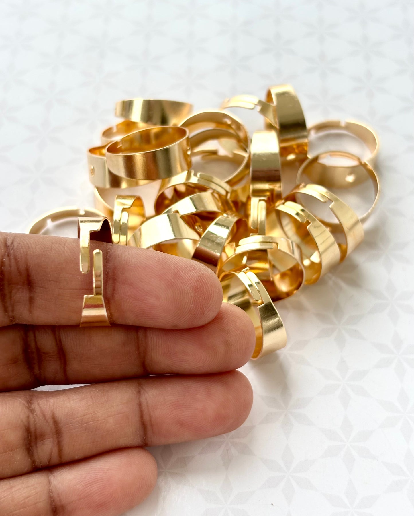 Gold Plated Wide Adjustable Ring Base