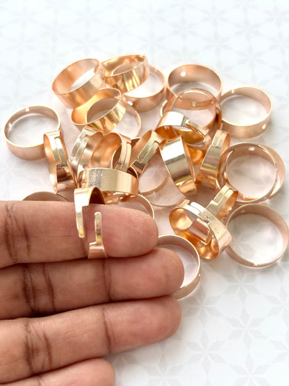 Rose Gold Plated Wide Adjustable Ring Base