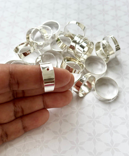 Silver Plated Wide Adjustable Ring Base