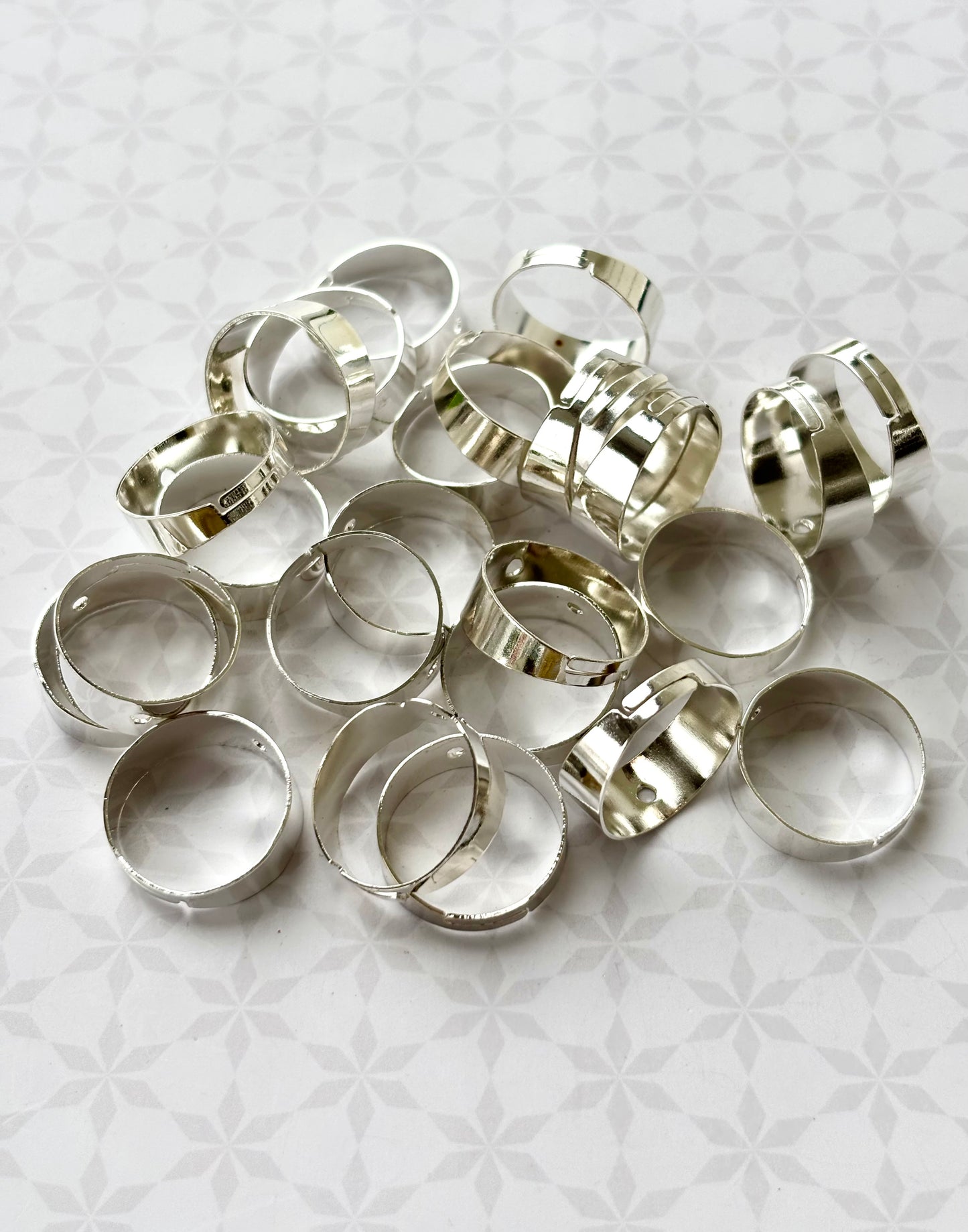 Silver Plated Wide Adjustable Ring Base