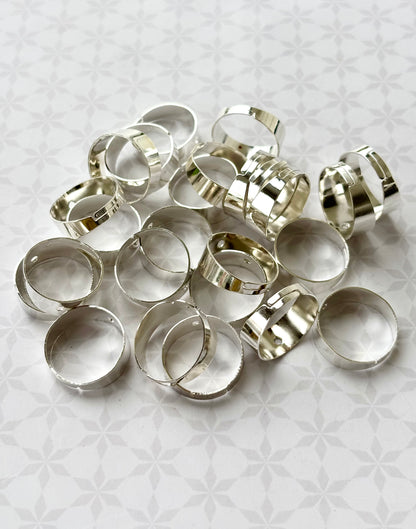 Silver Plated Wide Adjustable Ring Base