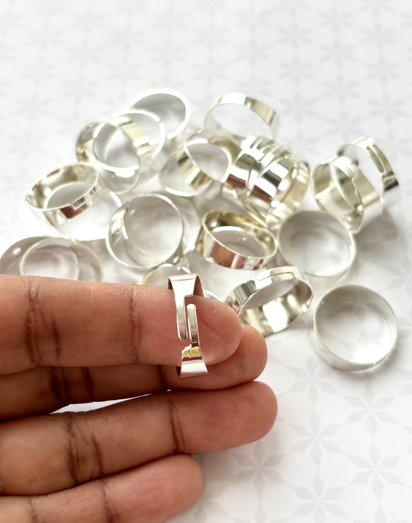 Silver Plated Wide Adjustable Ring Base