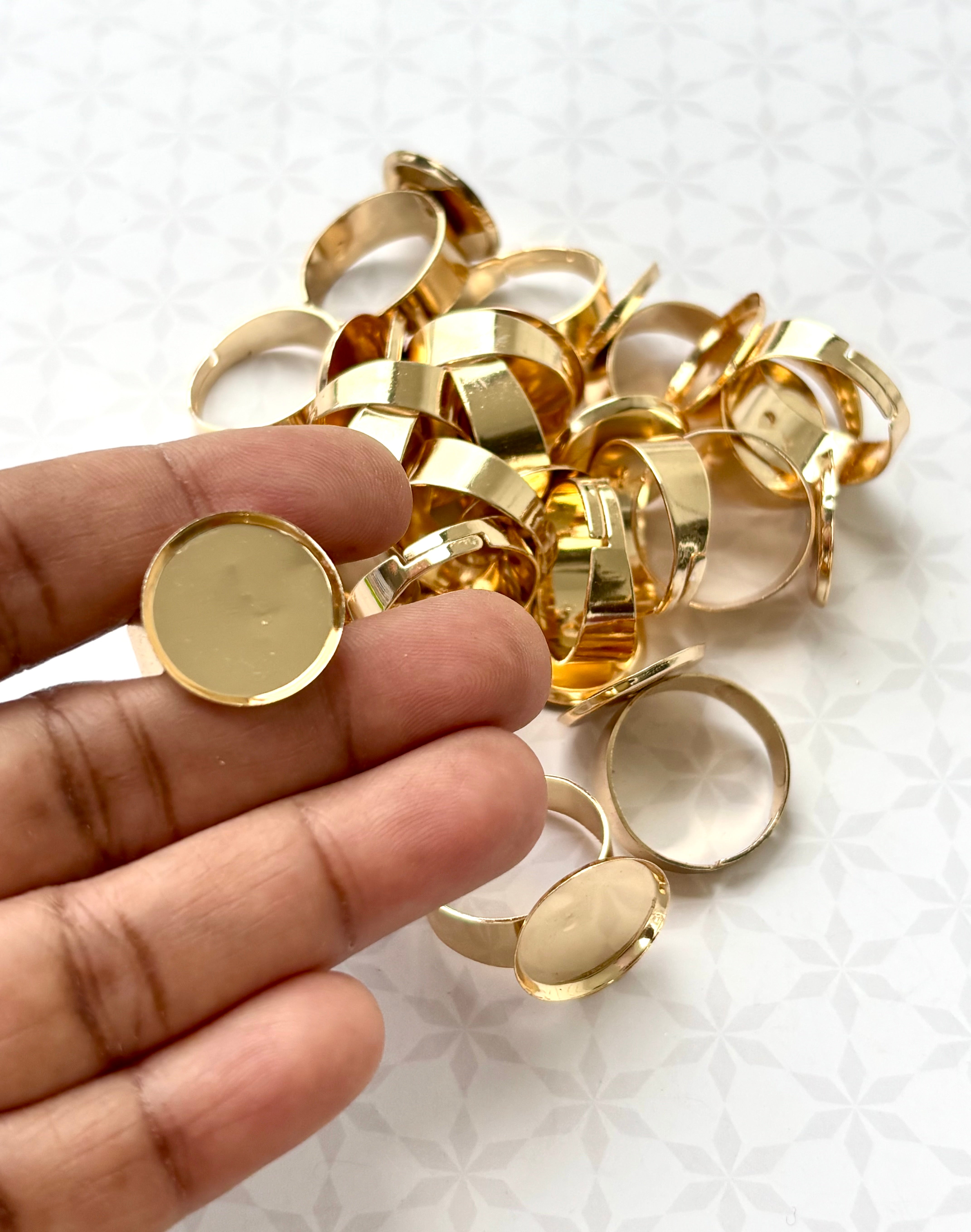 Gold Round Bezel Adjustable Ring Bases