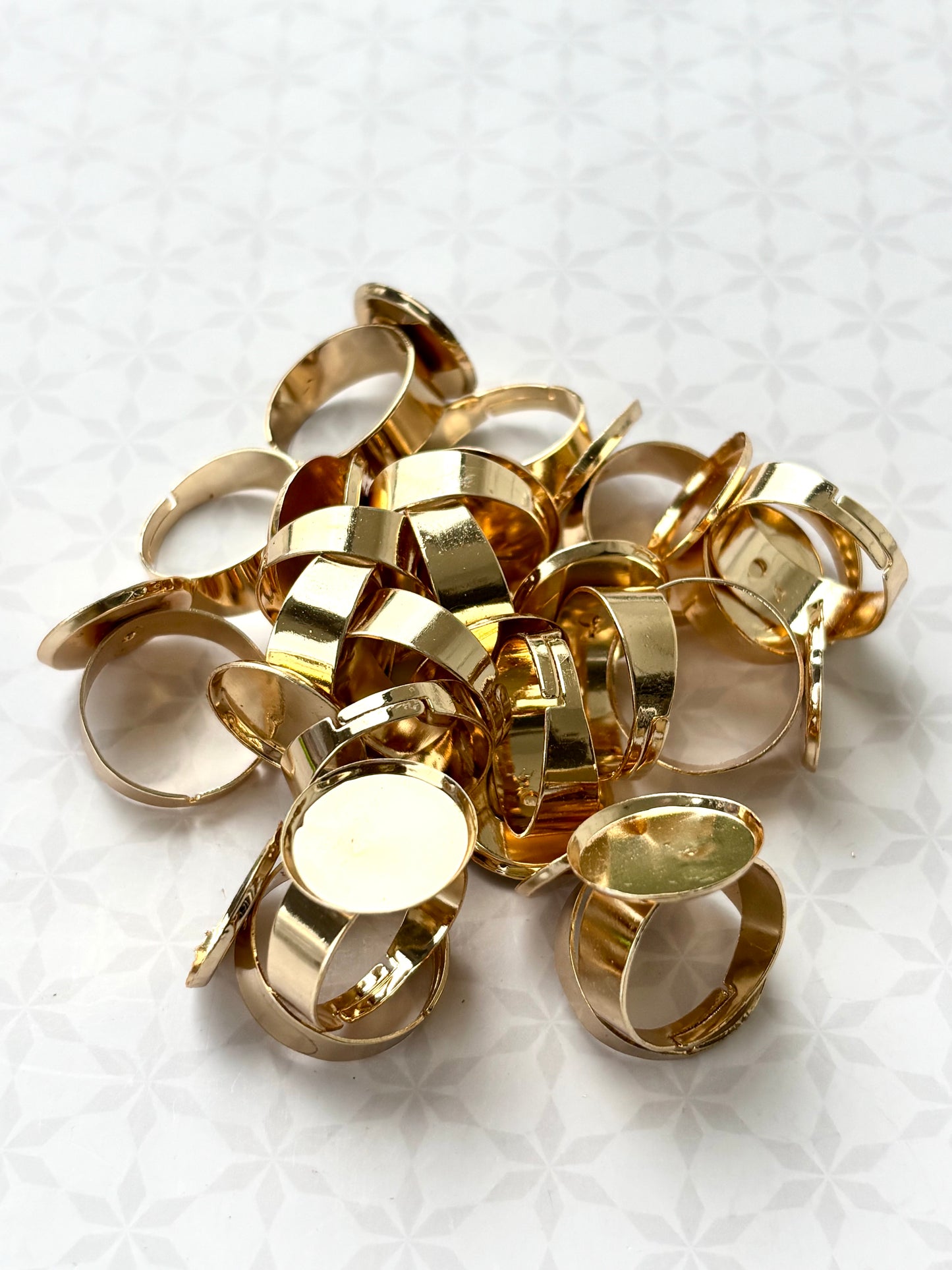 Gold Round Bezel Adjustable Ring Bases