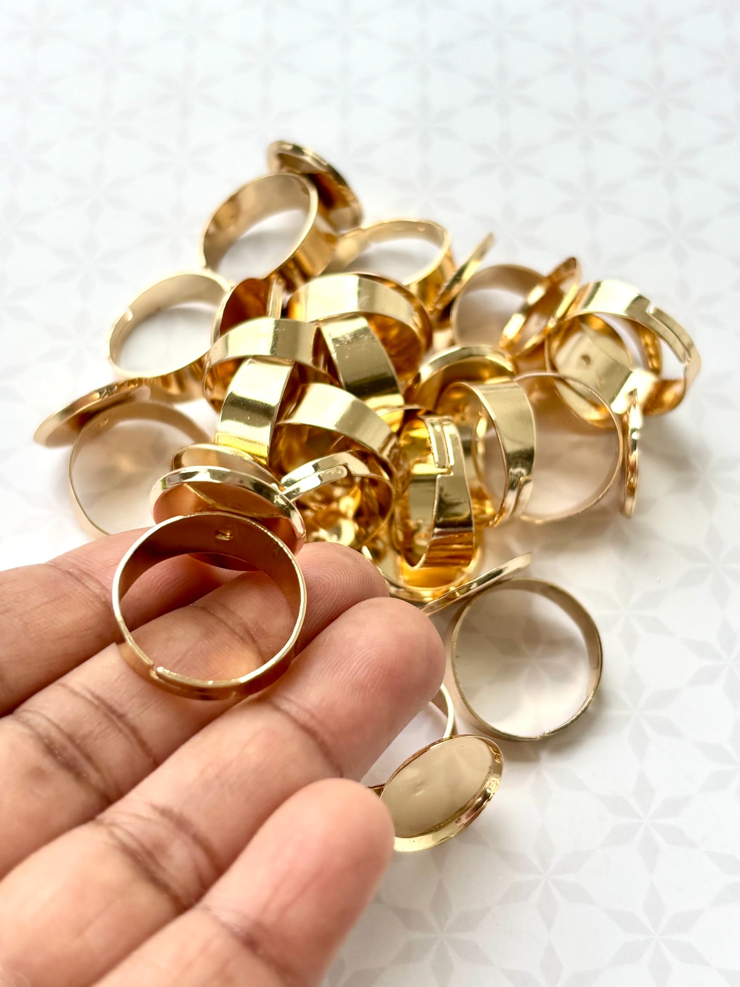 Gold Round Bezel Adjustable Ring Bases