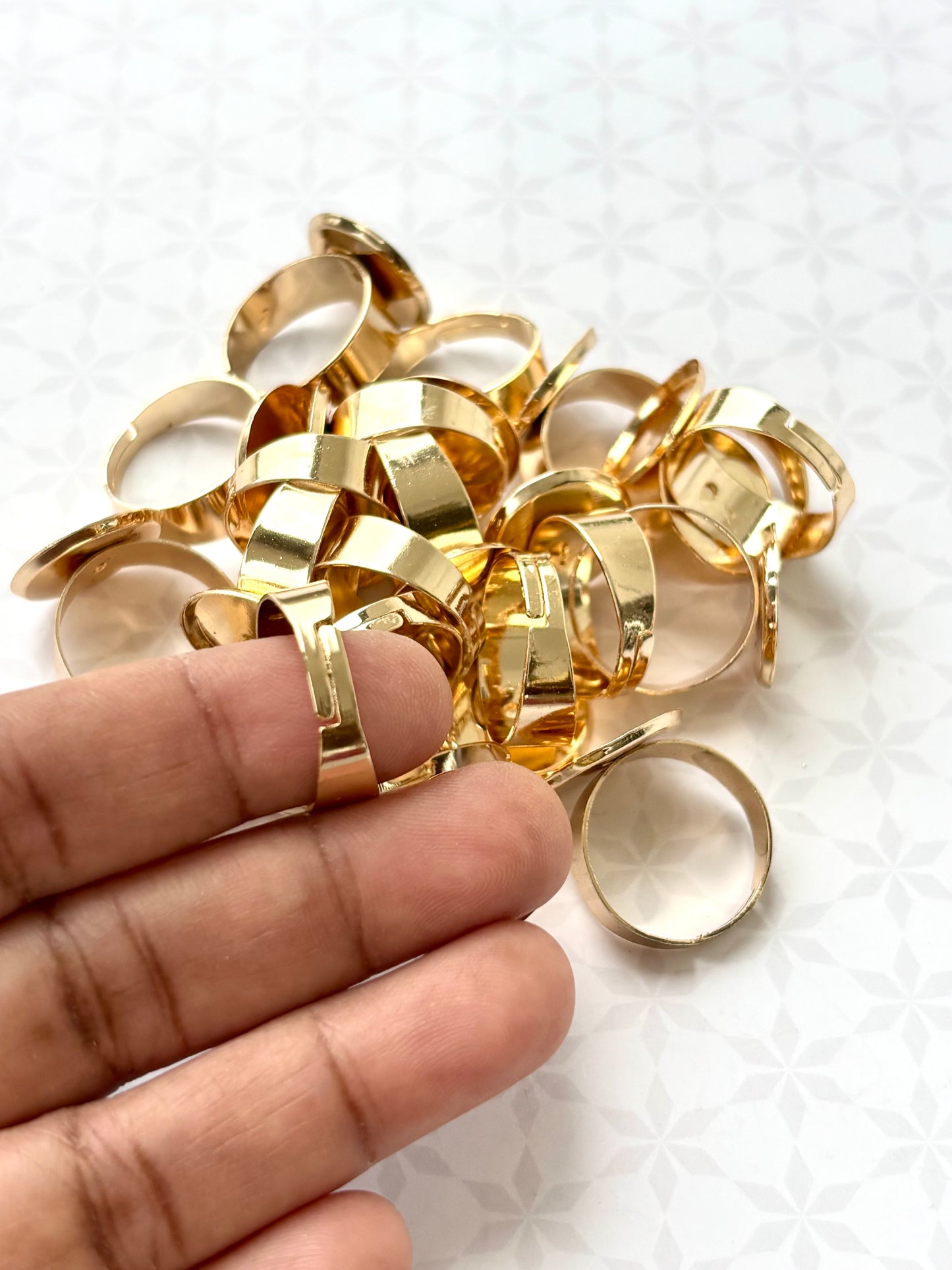 Gold Round Bezel Adjustable Ring Bases